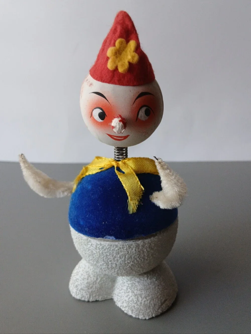 Vintage Paper Mache Snowman Candy Container Bobble Head Western Germany.